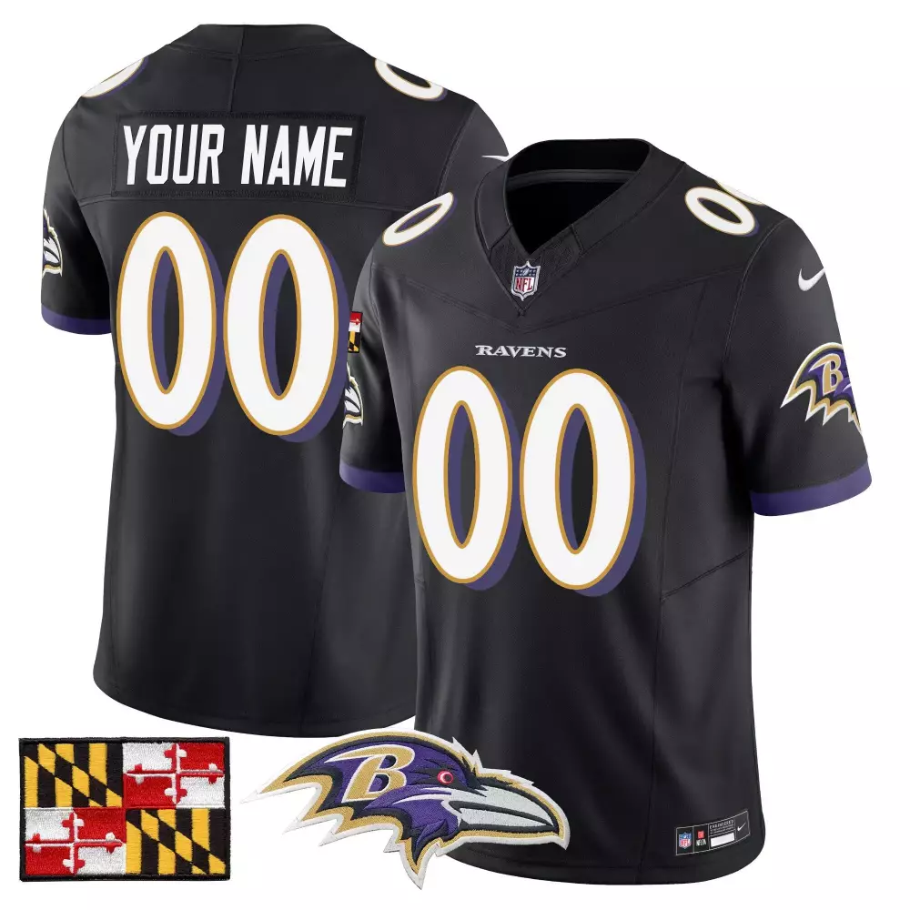 Baltimore Ravens 2024 Maryland Flag Black Alternate Youth Jersey | Vapor Limited Custom Edition | For Youth