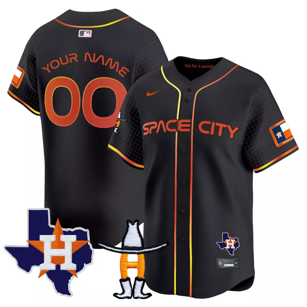 Astros Space City Texas Patch Vapor Premier Limited Custom Jersey | Black Stitched Style | Fan Gear for Men, Women & Youth