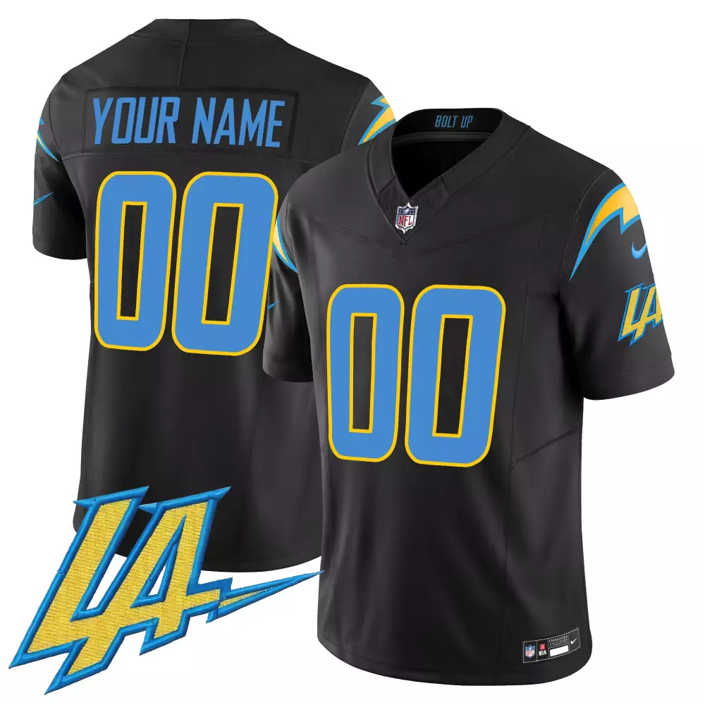 black alternate women los angeles chargers vapor limited custom jersey v2 all stitched