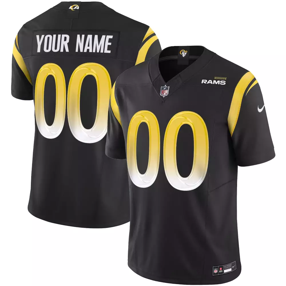 black limited youth los angeles rams 2024 gold vapor limited custom jersey all stitched