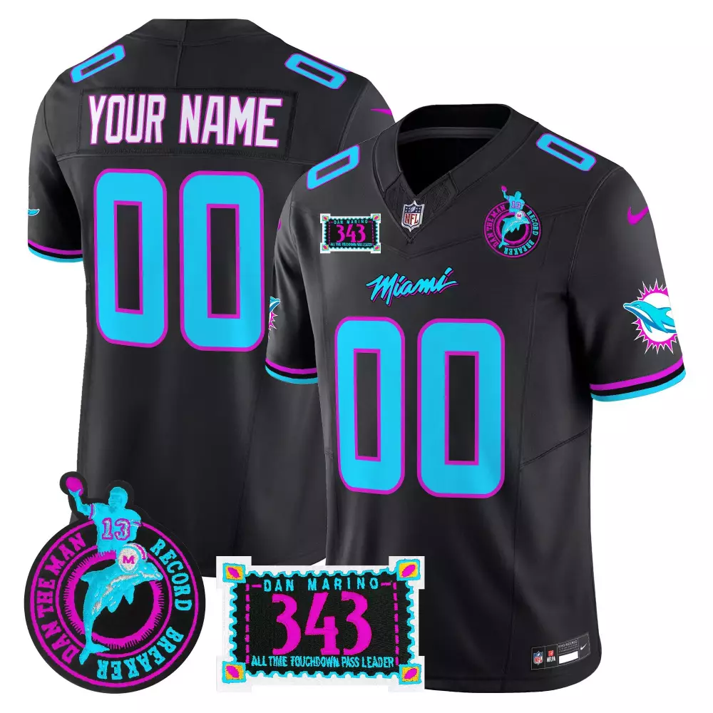 black men miami dolphins dan the man record breaker patch vapor limited custom jersey all stitched