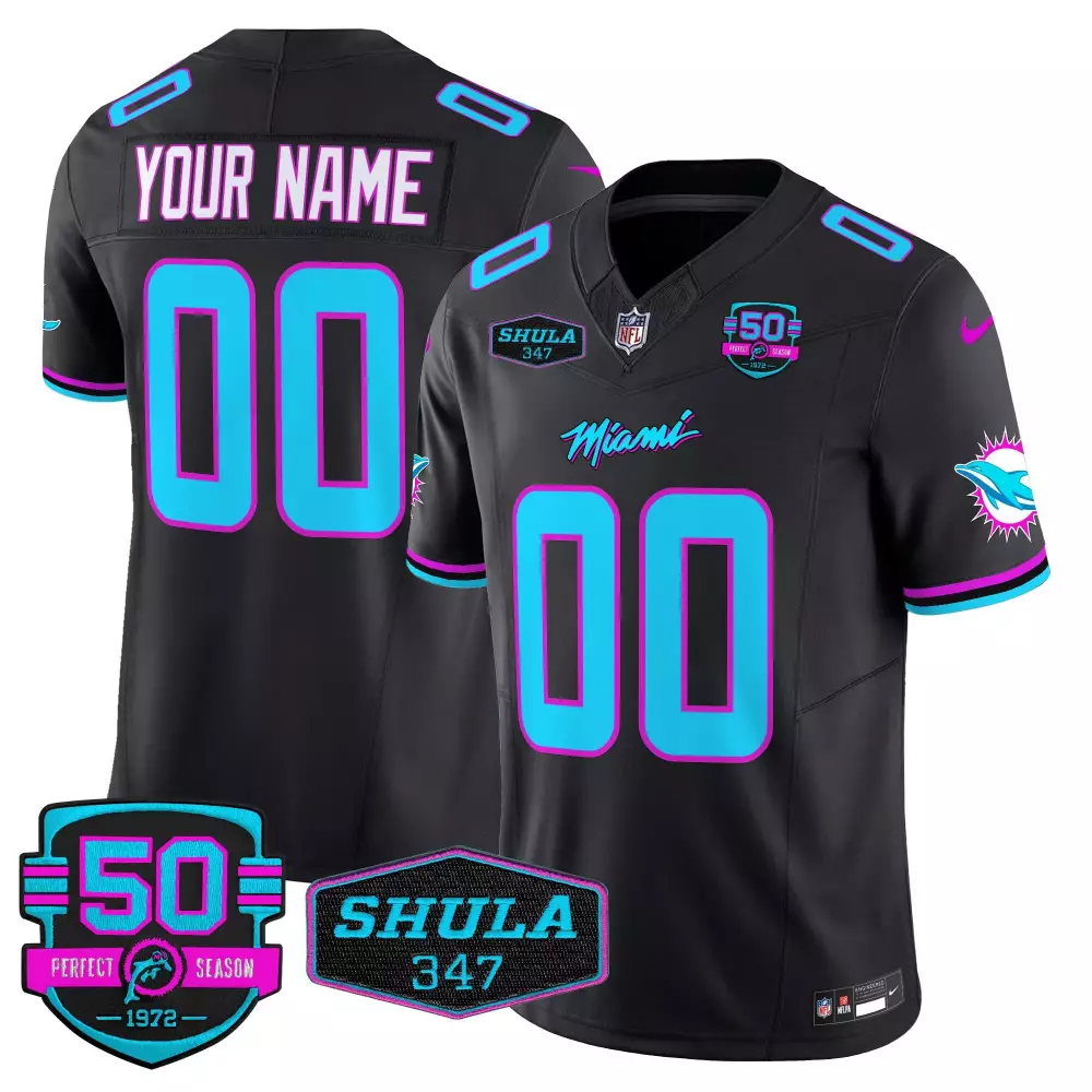 Miami Dolphins Black Men's Miami Vice Jersey V4 | All Stitched Vapor Limited | For Men, Women & Youth