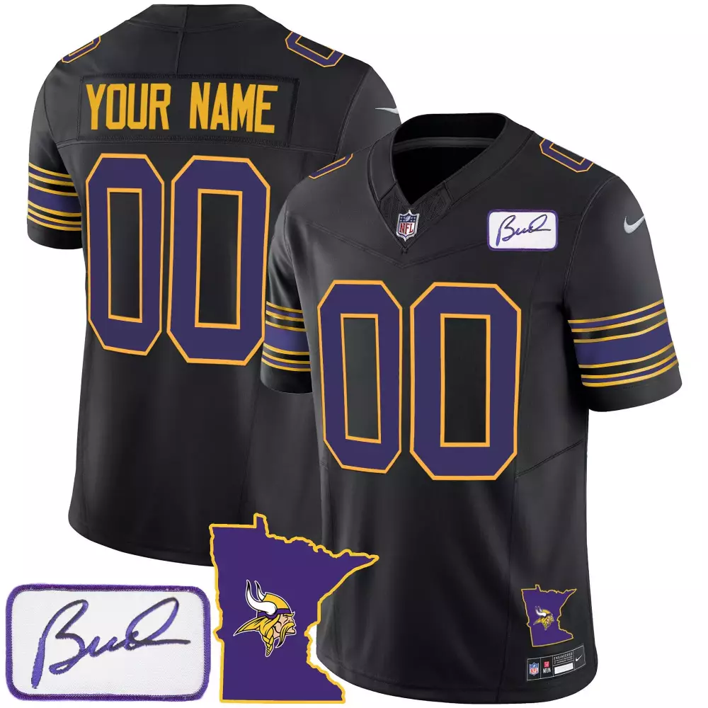 black men minnesota vikings bud grant patch classic limited custom jersey v2 all stitched