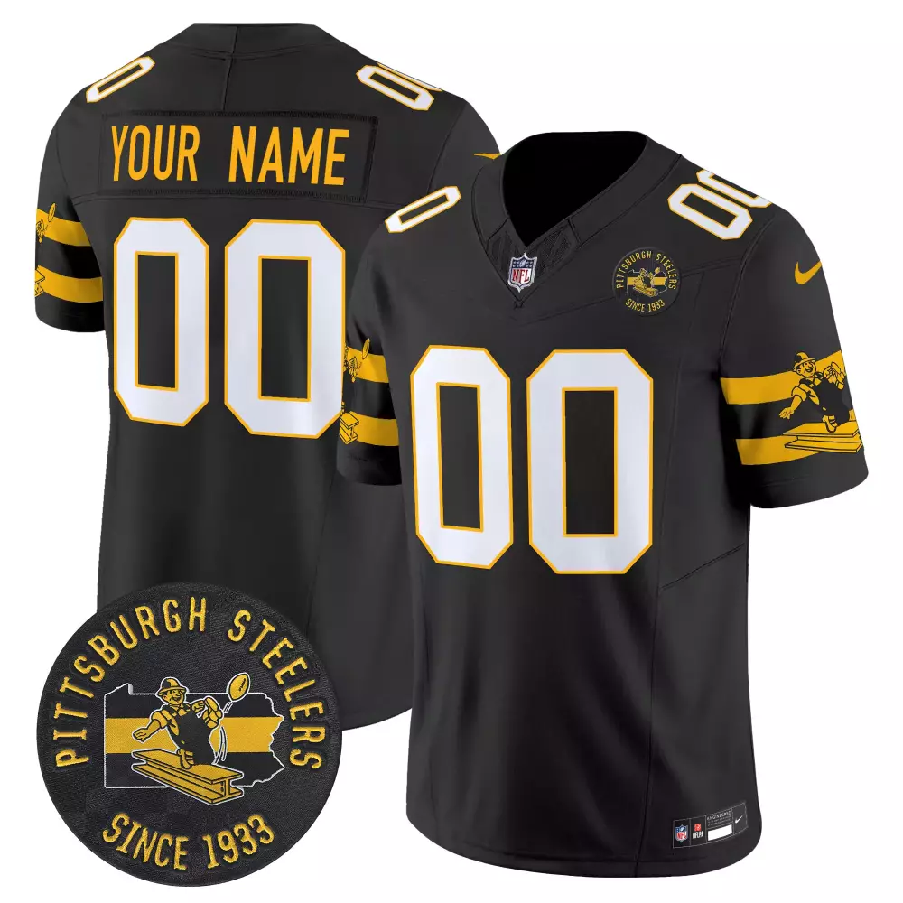 Pittsburgh Steelers Black Men's Throwback 1933 Vapor Limited Custom Jersey | Stitched Design | For Men, Women & Youth