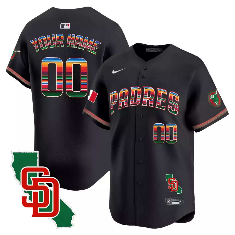 San Diego Padres Mexico Patch Jersey | Black Vapor Premier Limited Edition | Stitched Fan Gear for Men, Women & Youth