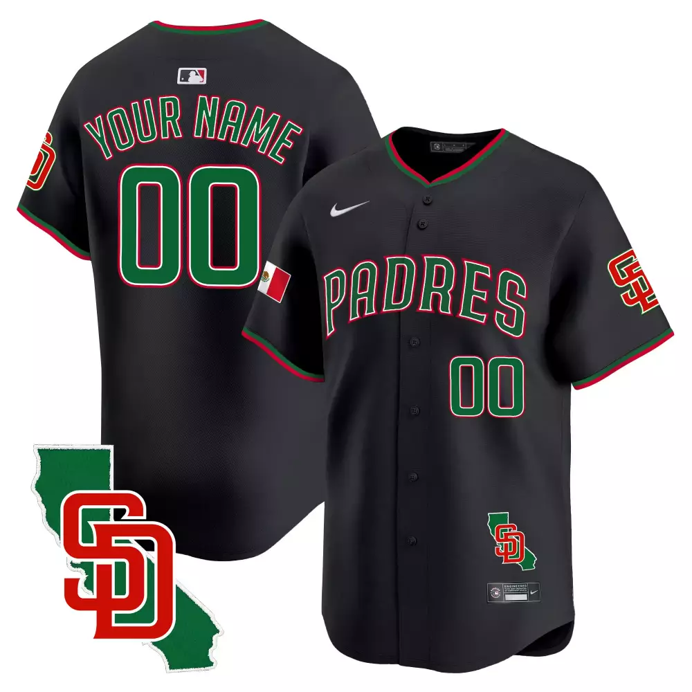 San Diego Padres Mexico Patch Jersey V5 | Black Vapor Premier Limited Edition | Stitched Fan Gear for Men, Women & Youth