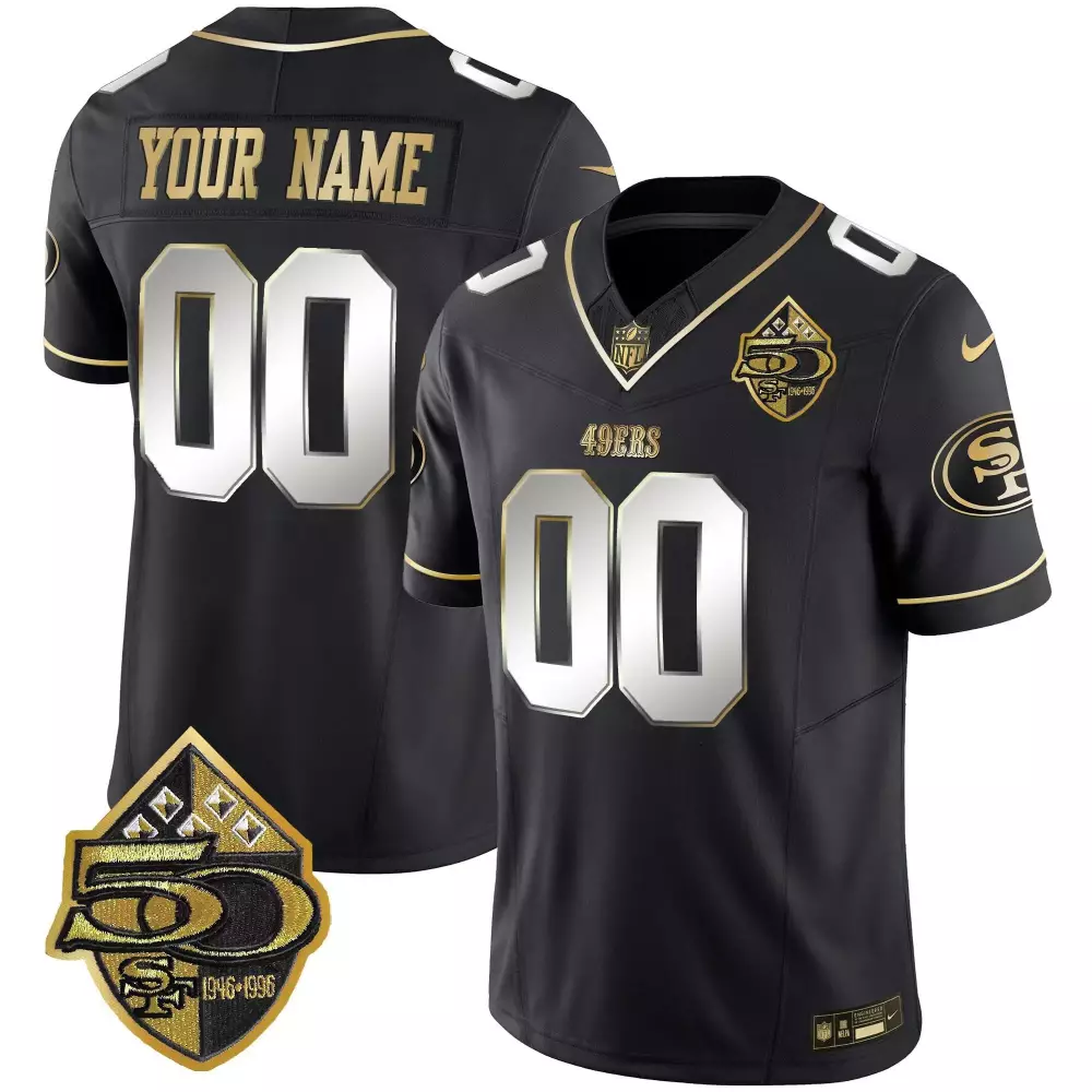 San Francisco 49ers Black Men's Jersey | 50th Anniversary Patch Vapor Limited | Custom Fan Gear | For Men, Women & Youth