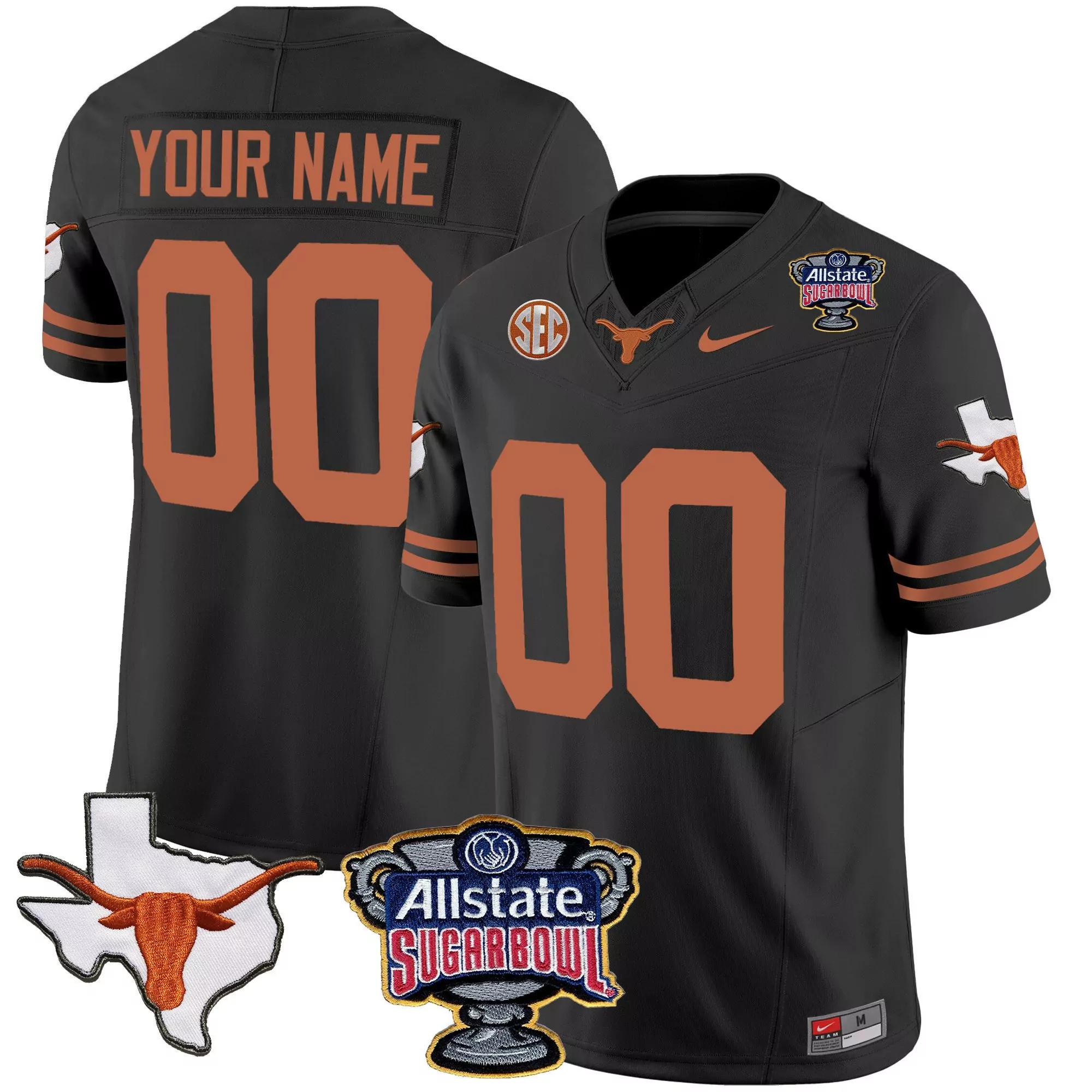 black men texas longhorns state map sec patch vapor custom jersey all stitched