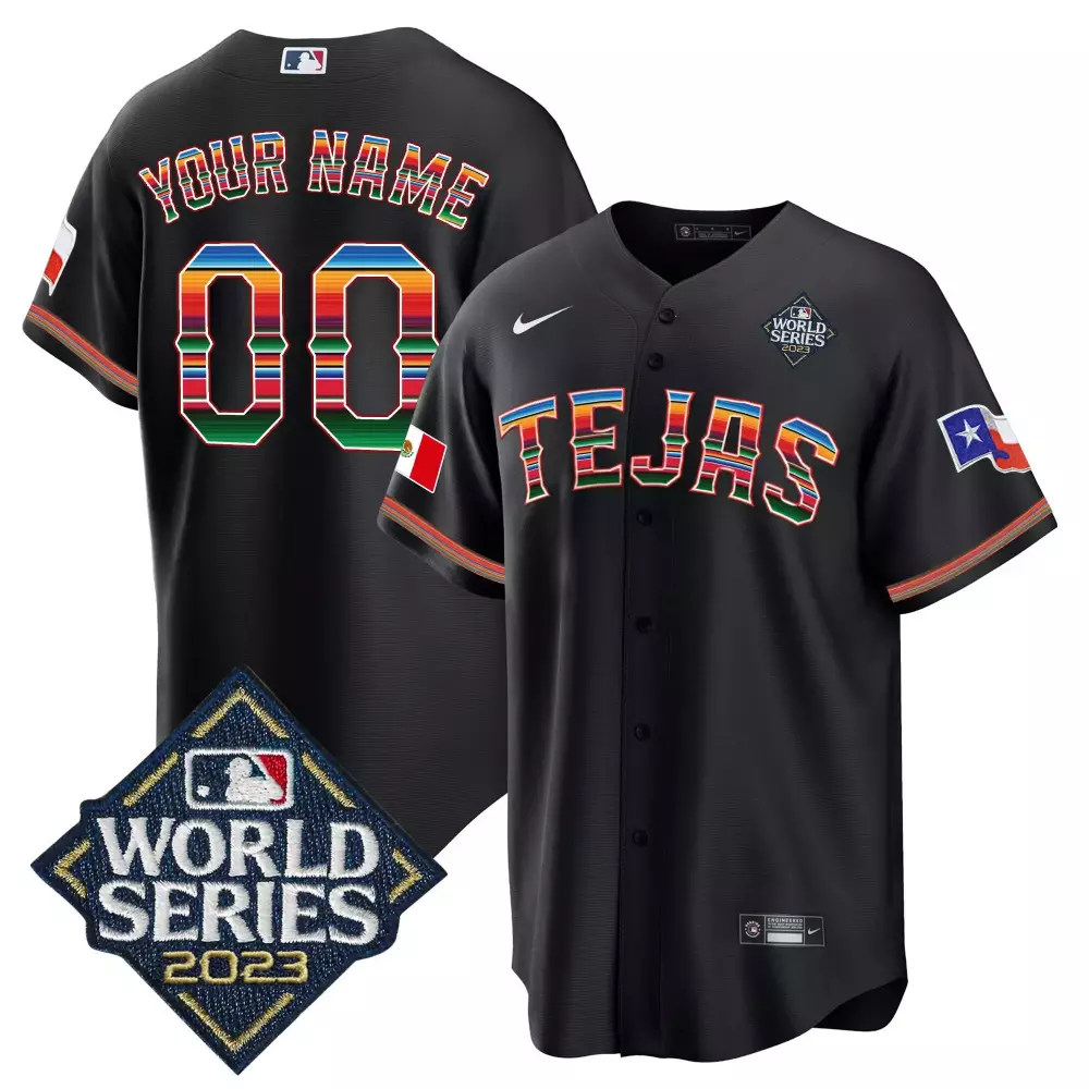 black men texas rangers 2023 world series cool base gold trim custom jersey v2 all stitched