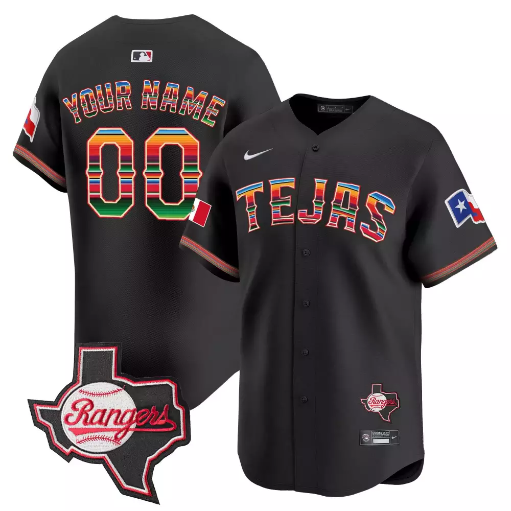 Texas Rangers Black Men's Mexico Flag Jersey | Stitched | Limited Edition Fan Gear for Men, Women & Youth