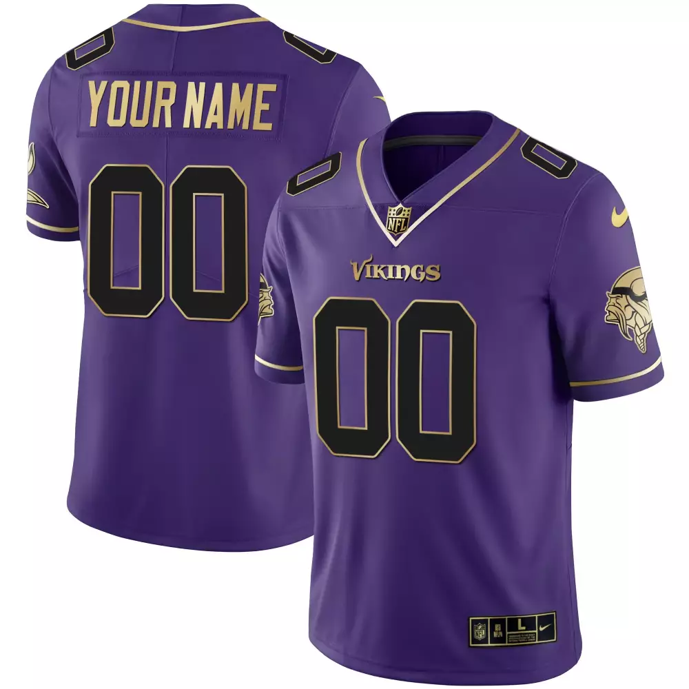 Black Purple Men Minnesota Vikings Custom Name & Number Jersey | Stitched Design | For Men, Women & Youth