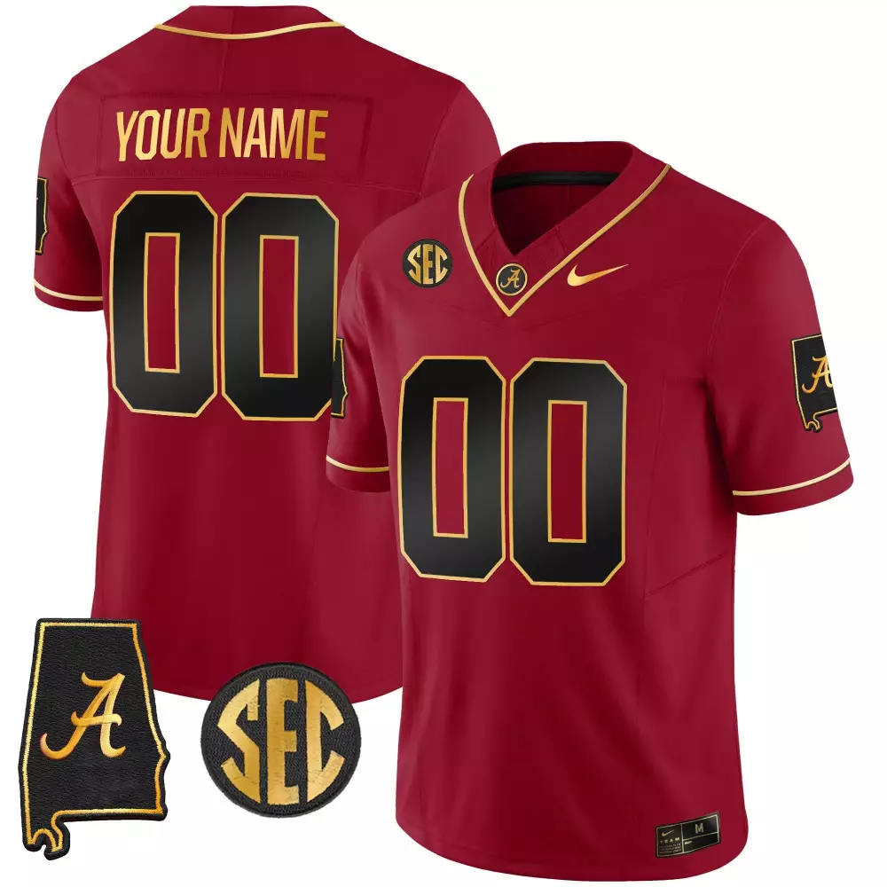 black red men alabama crimson tide gold vapor limited custom jersey alabama map all stitched