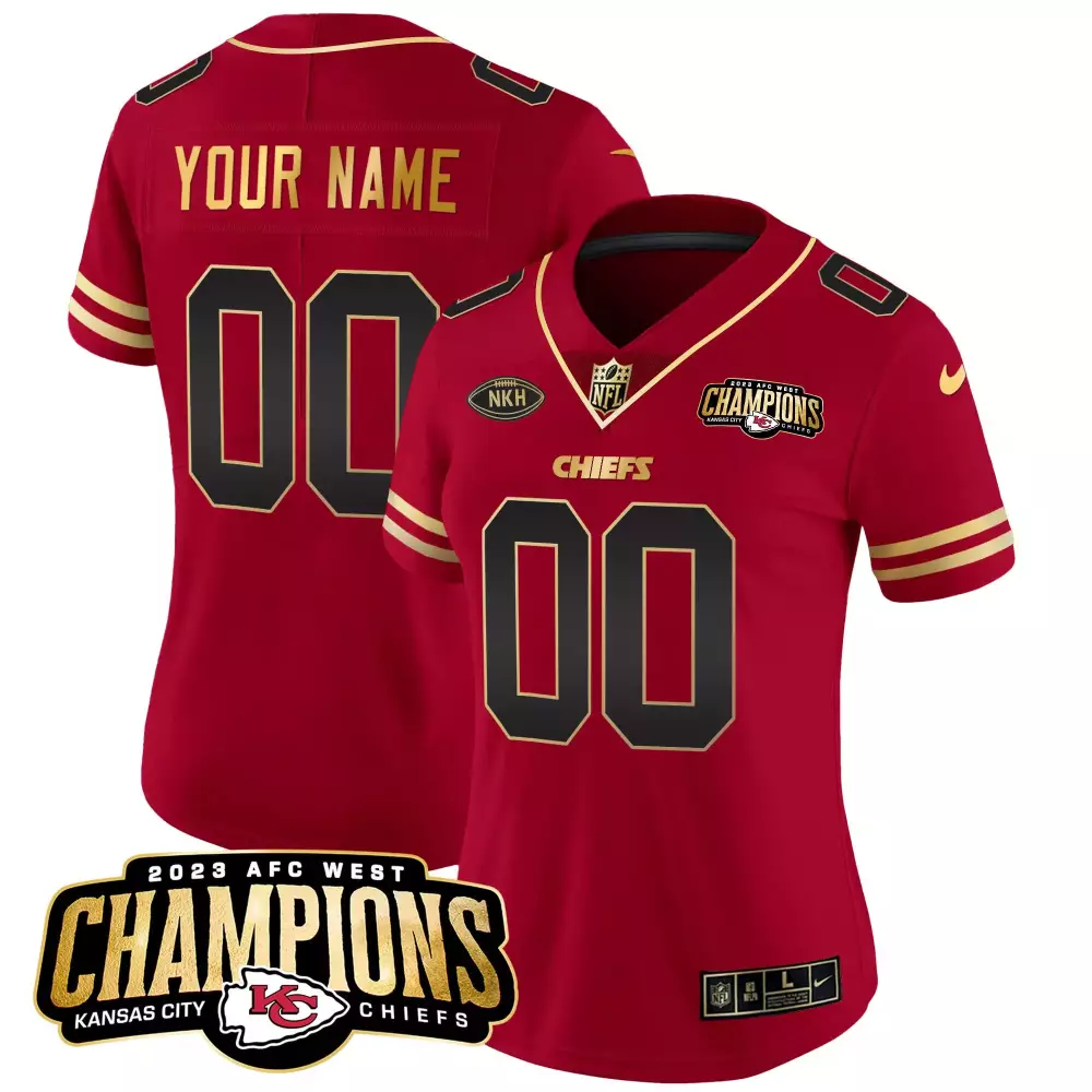 Kansas City Chiefs 2023 AFC West Champions Patch Vapor Limited Custom Jersey V2 | All Stitched Fan Gear | For Men, Women & Youth