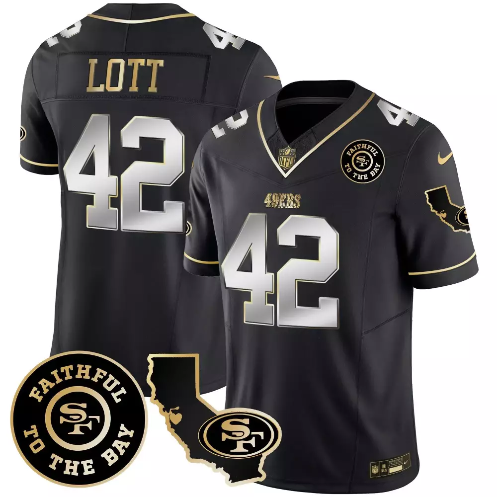 Ronnie Lott San Francisco 49ers Black Alternate Youths Vapor Limited Jersey | Golden Gate Bridge Patch | For Youth