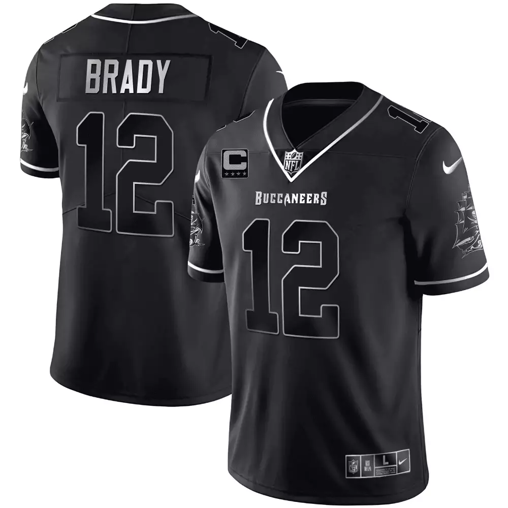 black silver men tampa bay buccaneers tom brady limited jersey all stitched