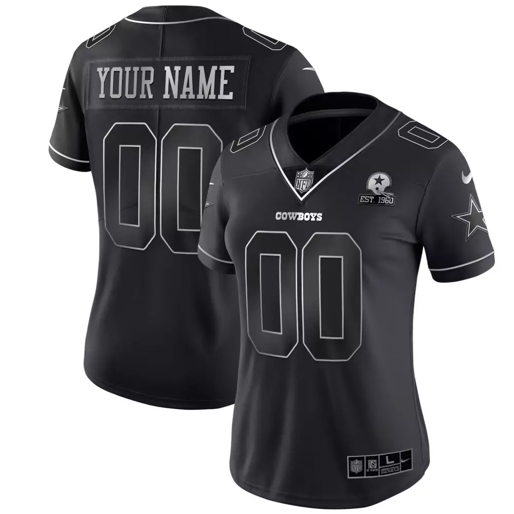 black silver women dallas cowboys black gold black silver custom name and number all stitched