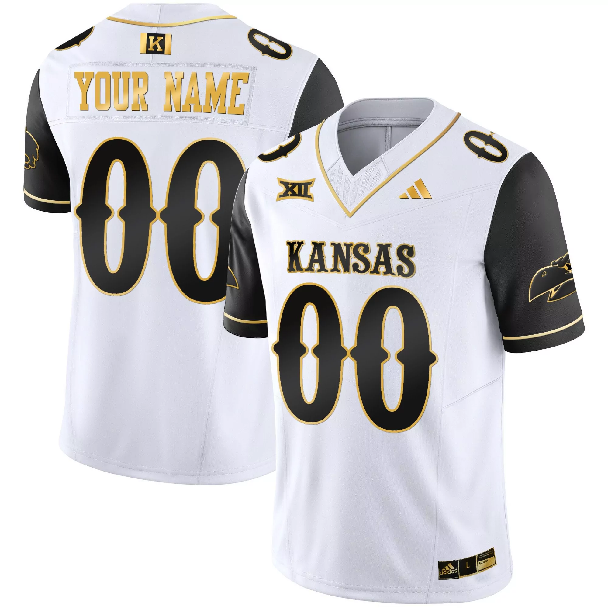 black sleeves youth kansas jayhawks blackhawk gold vapor custom jersey all stitched