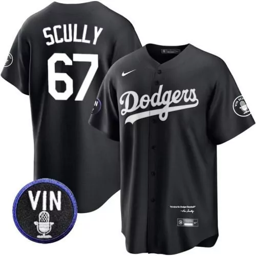 Vin Scully Dodgers Black Heritage Night Jersey | Limited Edition Stitched Fan Gear | For Men, Women & Youth