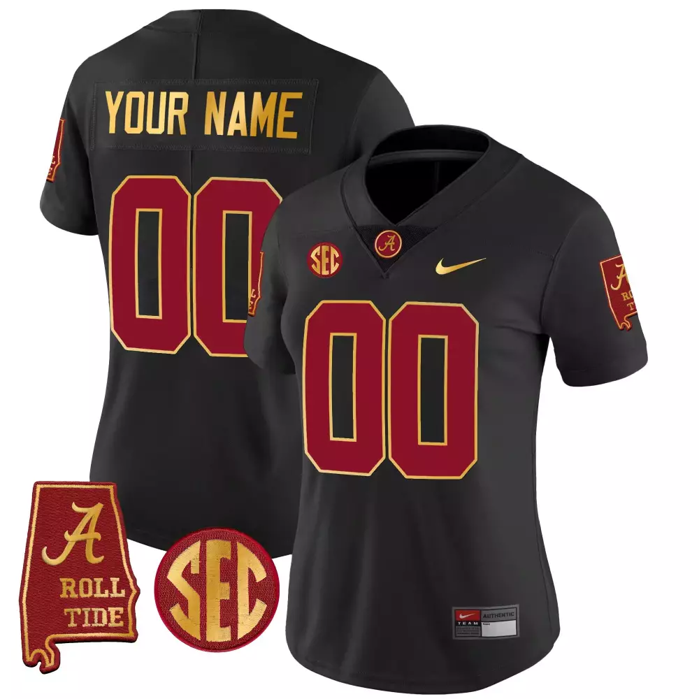black red men alabama crimson tide gold vapor limited custom jersey alabama map all stitched