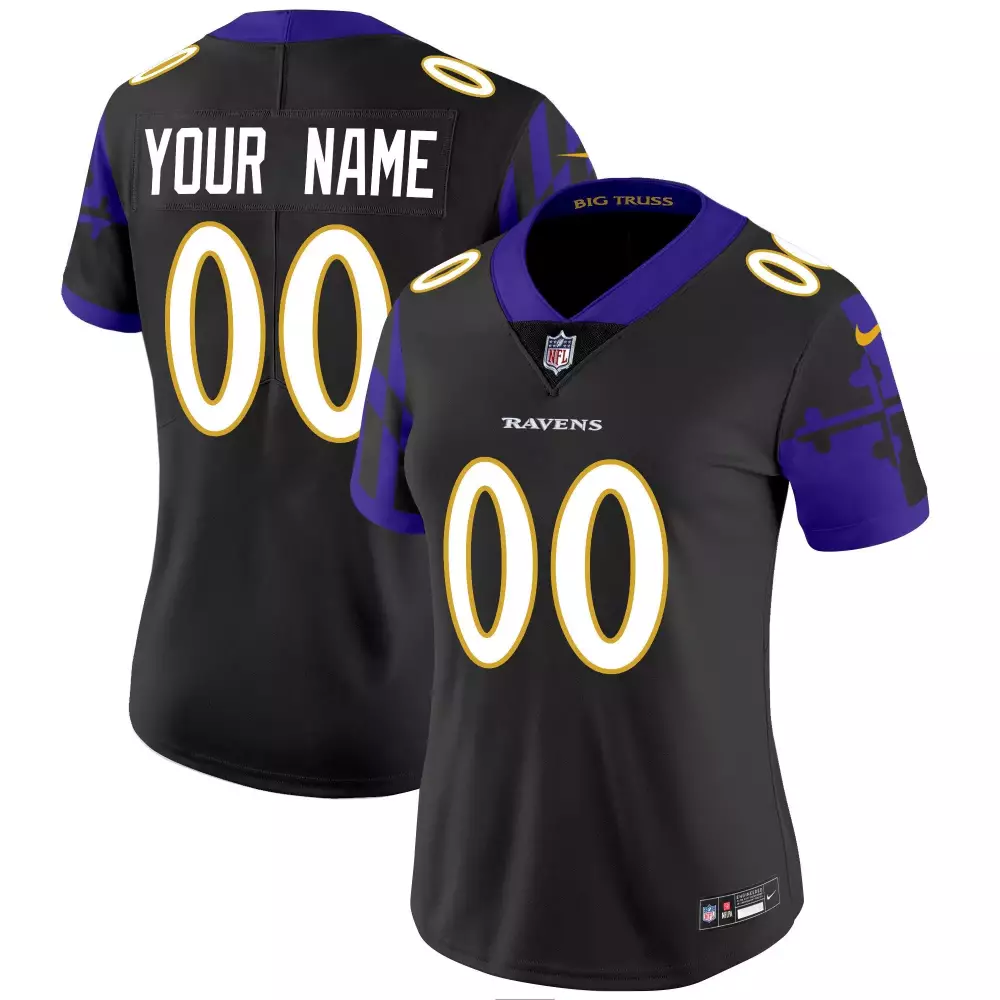 Maryland Flag Baltimore Ravens Women's Custom Jersey | Vapor Limited Edition | Stitched Fan Gear | For Men, Women & Youth