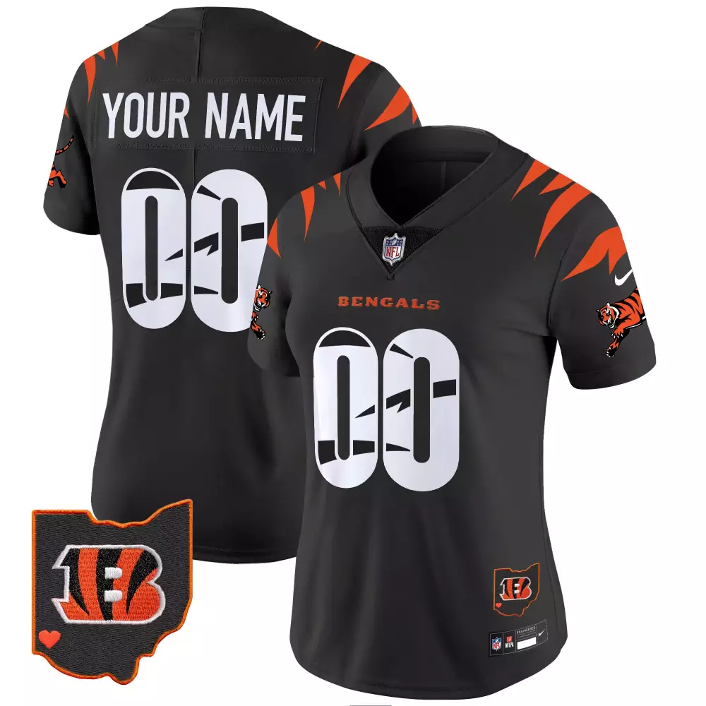 black women cincinnati bengals ohio patch vapor limited custom jersey v2 all stitched