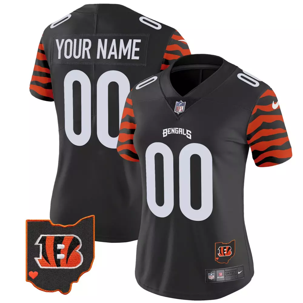black women cincinnati bengals ohio patch vapor limited custom jersey v2 all stitched