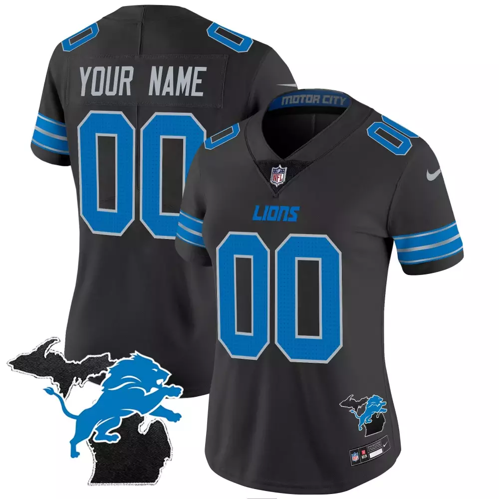 black women detroit lions 2024 michigan 90th year patch vapor custom jersey all stitched