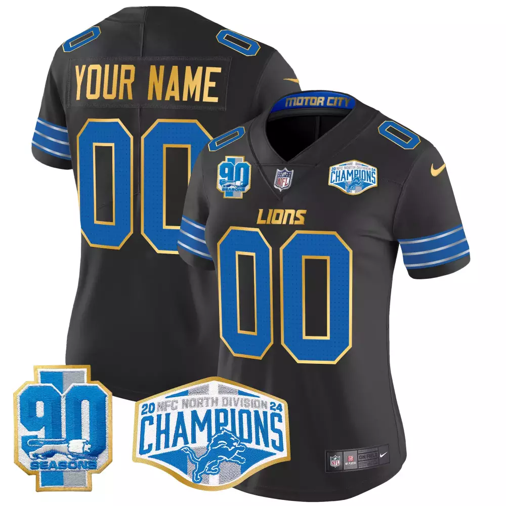 black women detroit lions 2024 michigan 90th year patch vapor custom jersey all stitched