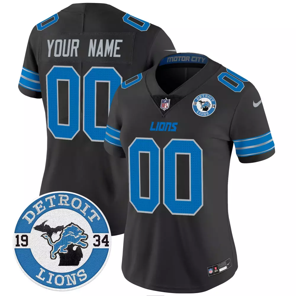 black women detroit lions 2024 michigan 90th year patch vapor custom jersey all stitched