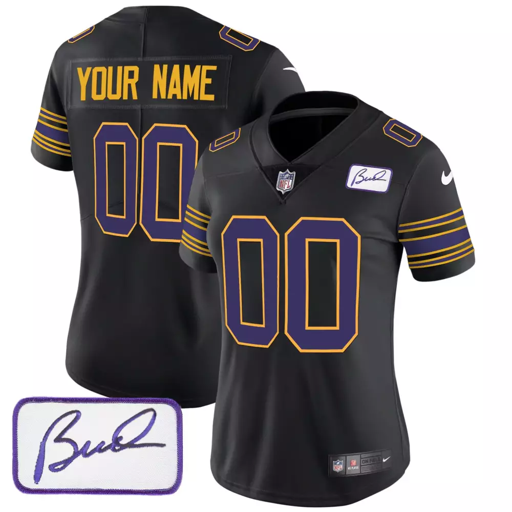 black women minnesota vikings bud grant patch classic limited custom jersey all stitched