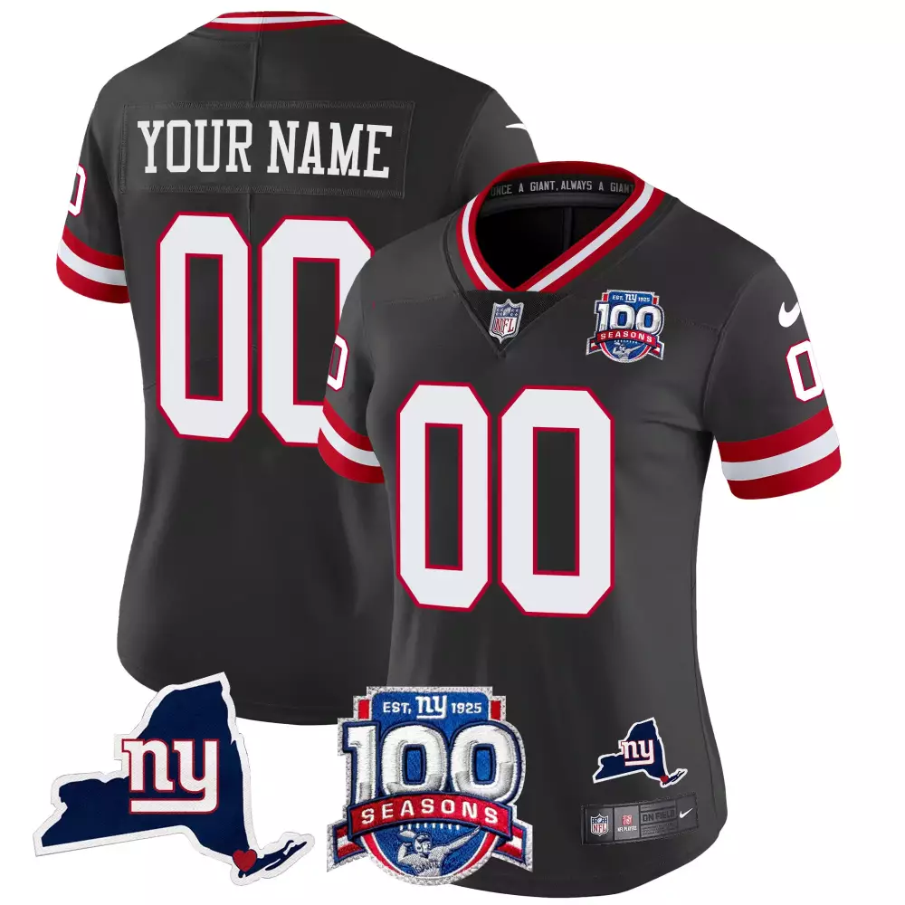 black silver youth new york giants custom name and number vapor jersey all stitched