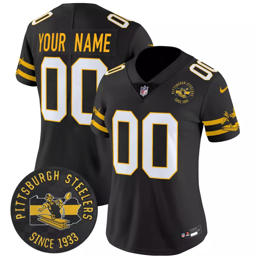 Pittsburgh Steelers Women's Throwback 1933 Patch Vapor Limited Jersey | Custom Stitched | Fan Gear for Game Day | For Men, Women & Youth