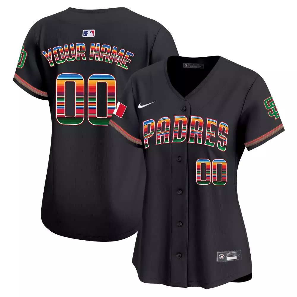 San Diego Padres Mexico Premier Limited Custom Jersey | Black Women’s Stitched Fan Gear for Wom