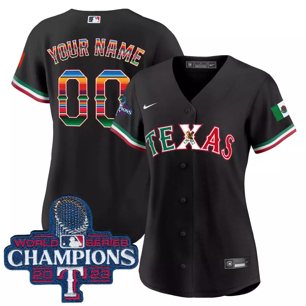 black women texas rangers 2023 world series mexico custom jersey all stitched