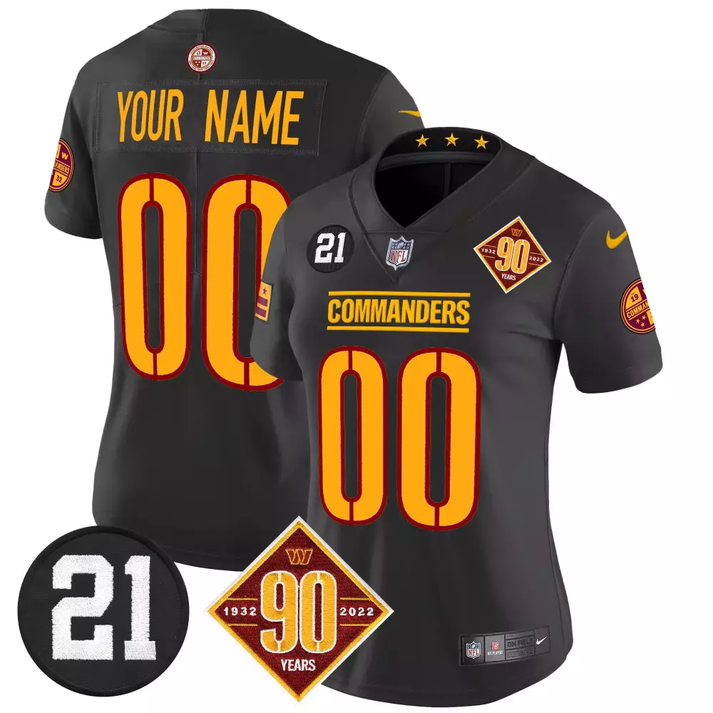 Sean Taylor 90th Anniversary Black Women's Limited Custom Jersey | Vapor Stitched | Washington Commanders Fan Gear | For Men, Women & Youth