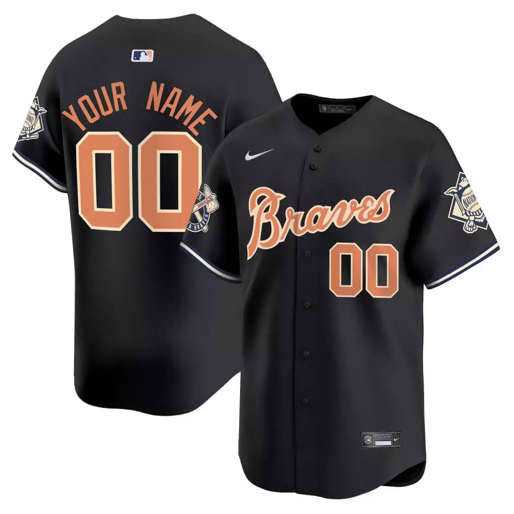 black youth atlanta braves peach plates georgia peaches vapor premier limited custom jersey printed