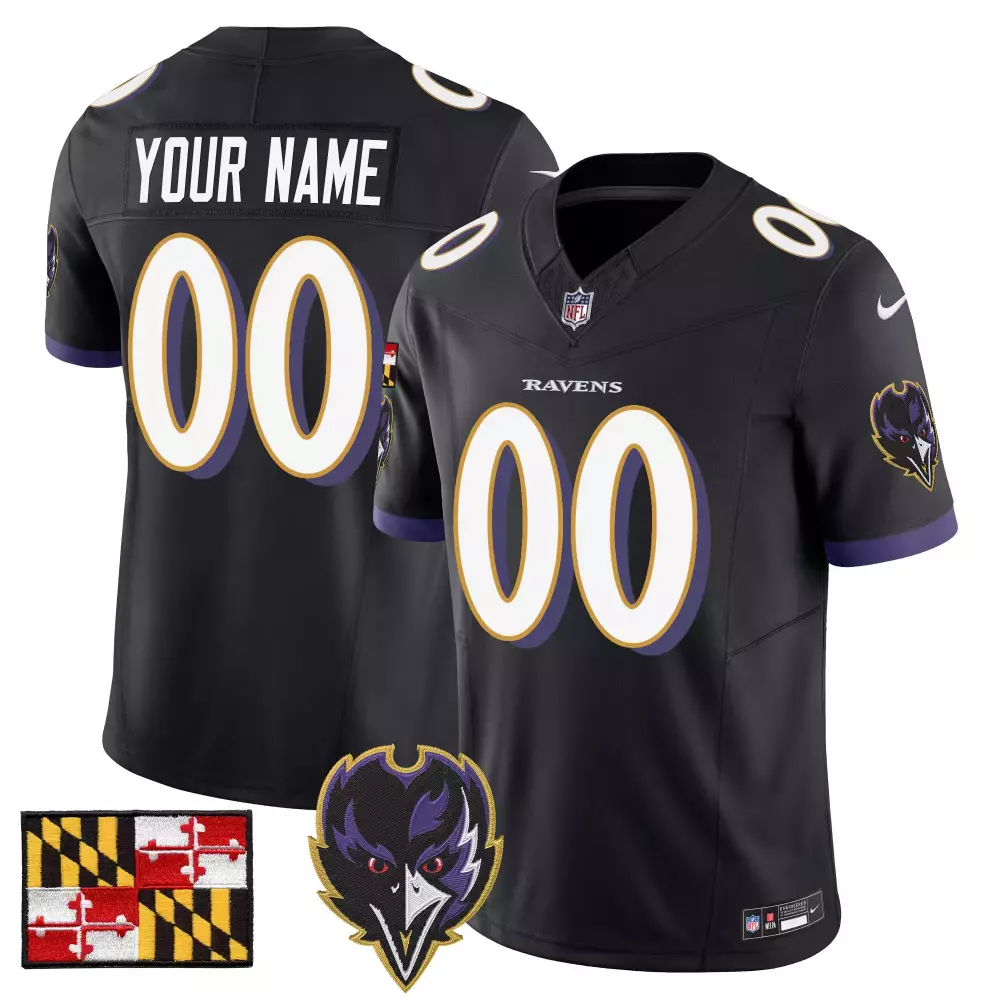 2024 Maryland Flag Baltimore Ravens Youth Custom Jersey V2 | Vapor Limited Edition | Stitched Fan Gear | For Men, Women & Youth