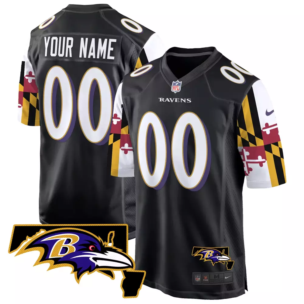 Maryland Flag Baltimore Ravens Women's Custom Jersey | Vapor Limited Edition | Stitched Fan Gear | For Men, Women & Youth