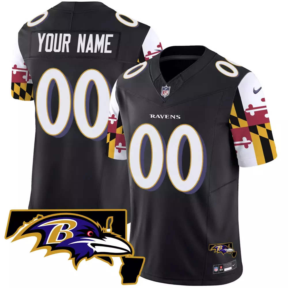 Maryland Flag Baltimore Ravens Women's Custom Jersey | Vapor Limited Edition | Stitched Fan Gear | For Men, Women & Youth