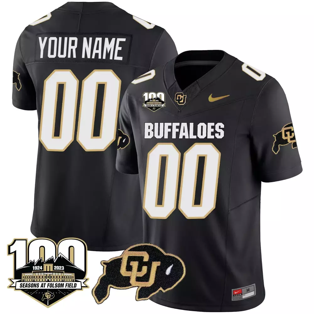 100 Seasons Patch Vapor Limited Custom Jersey | Colorado Buffaloes Youth Black Design | Stitched Fan Gear for Youth