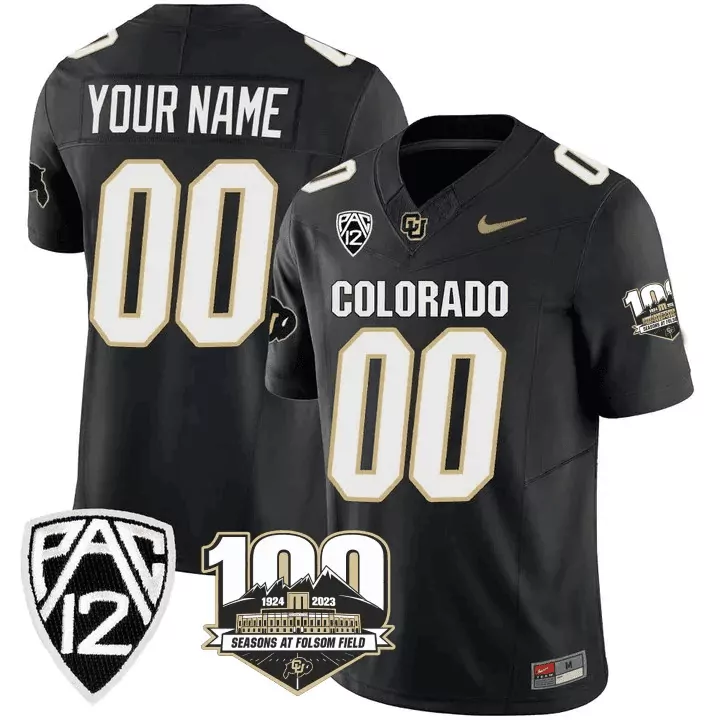 100 Seasons Patch Vapor Limited Custom Jersey | Colorado Buffaloes Youth Black Design | Stitched Fan Gear for Youth
