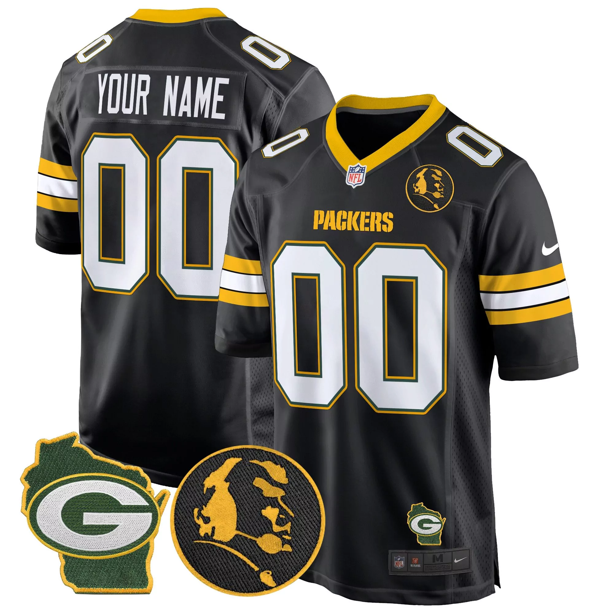 black youth green bay packers john madden home patch game custom jersey all stitched