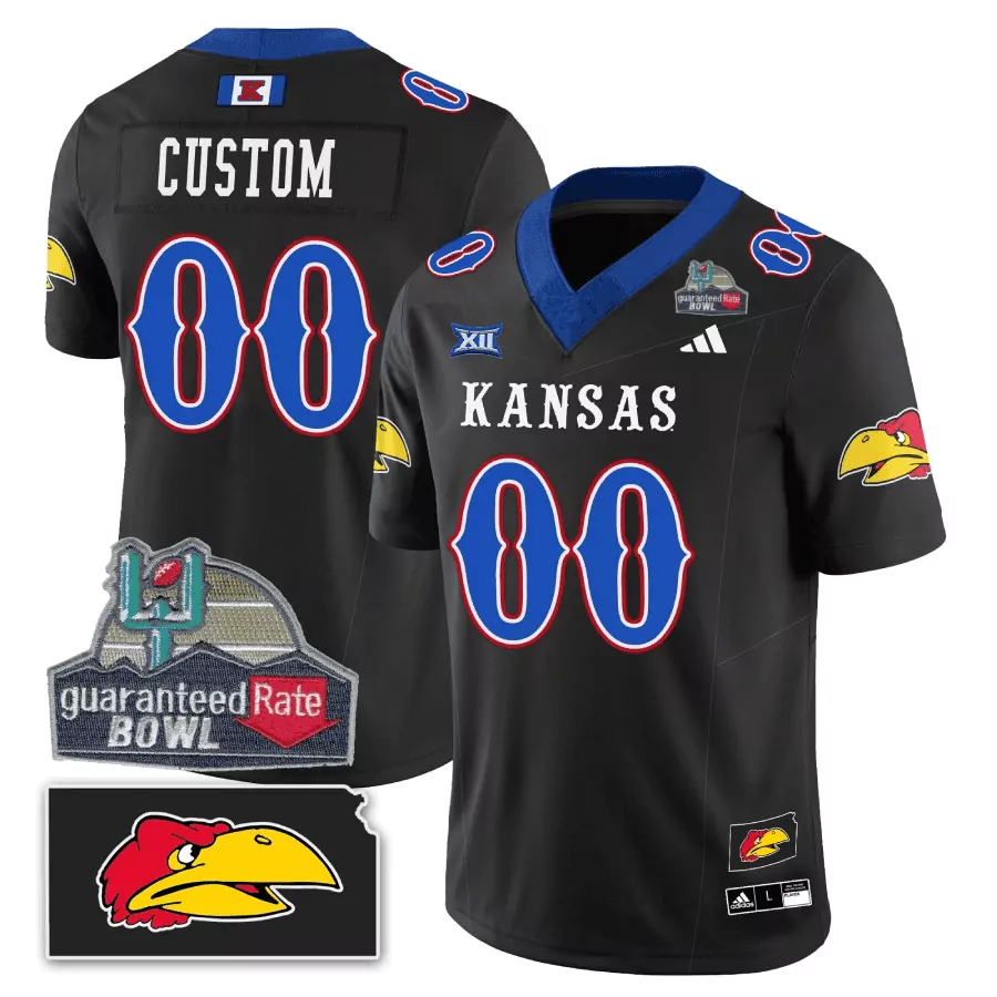 black sleeves youth kansas jayhawks blackhawk gold vapor custom jersey all stitched