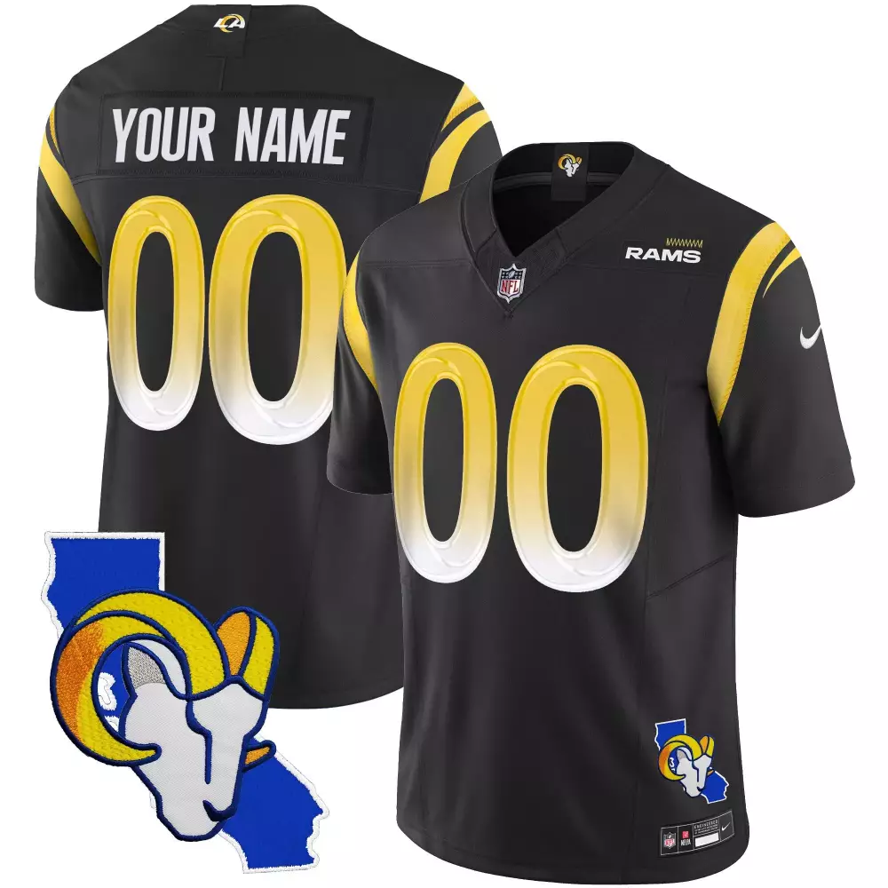 black youth los angeles rams 2024 nfc west division champions vapor limited custom jersey all stitched