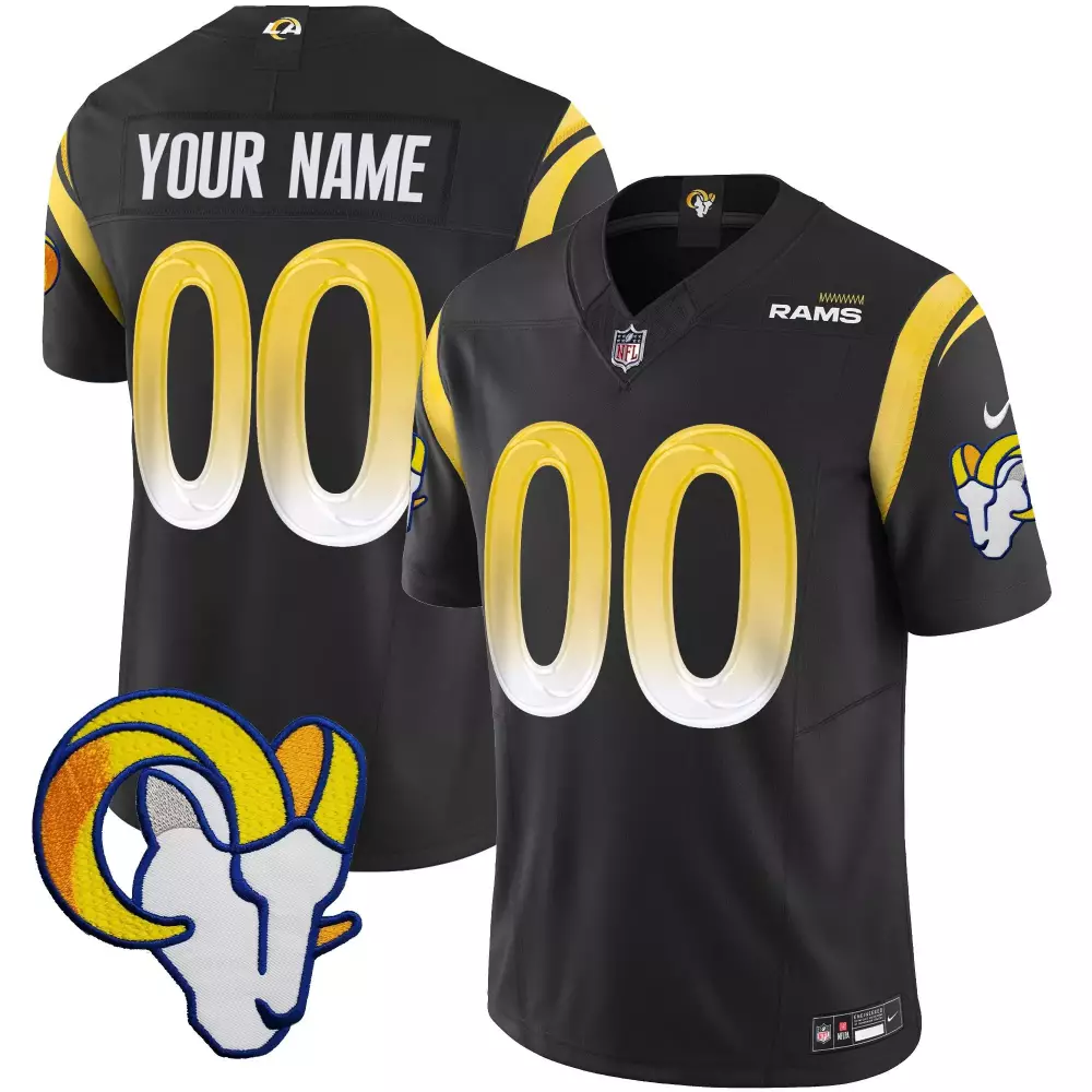 black youth los angeles rams 2024 nfc west division champions vapor limited custom jersey all stitched