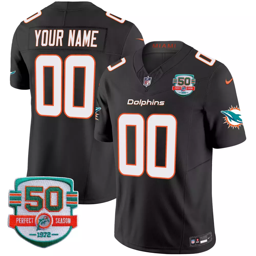 Miami Dolphins Black Women's Throwback Vapor Custom Jersey | All Stitched | Game Day Fan Gear | For Men, Women & Youth