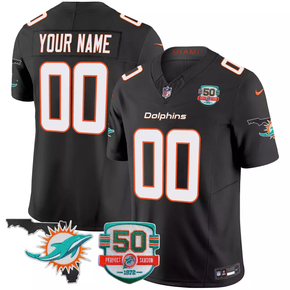 Miami Dolphins Black Women's Throwback Vapor Custom Jersey | All Stitched | Game Day Fan Gear | For Men, Women & Youth