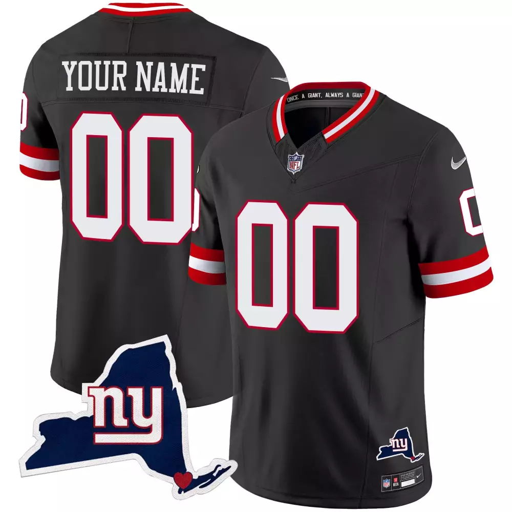 Black Youth New York Giants New York State Map Patch Limited Custom Jersey V2 | All Stitched Fan Gear | For Men, Women & Youth