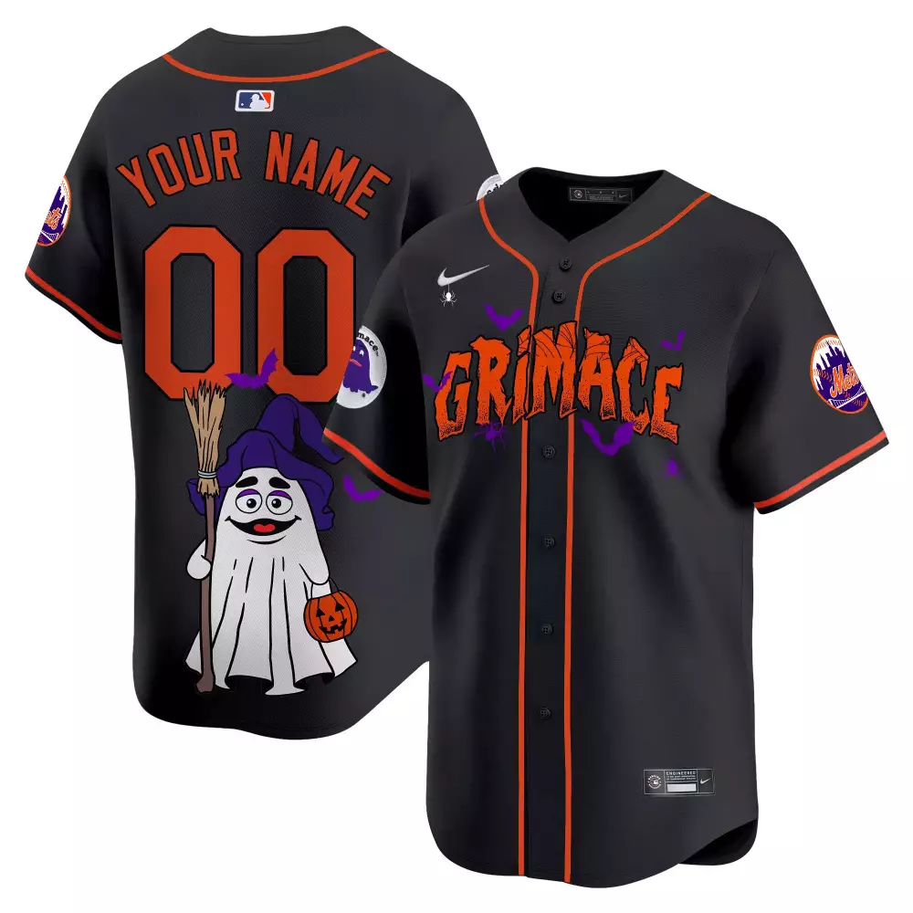 New York Mets Grimace Halloween Jersey | Black Vapor Premier Limited Edition | Custom Printed Fan Gear | For Men, Women & Youth