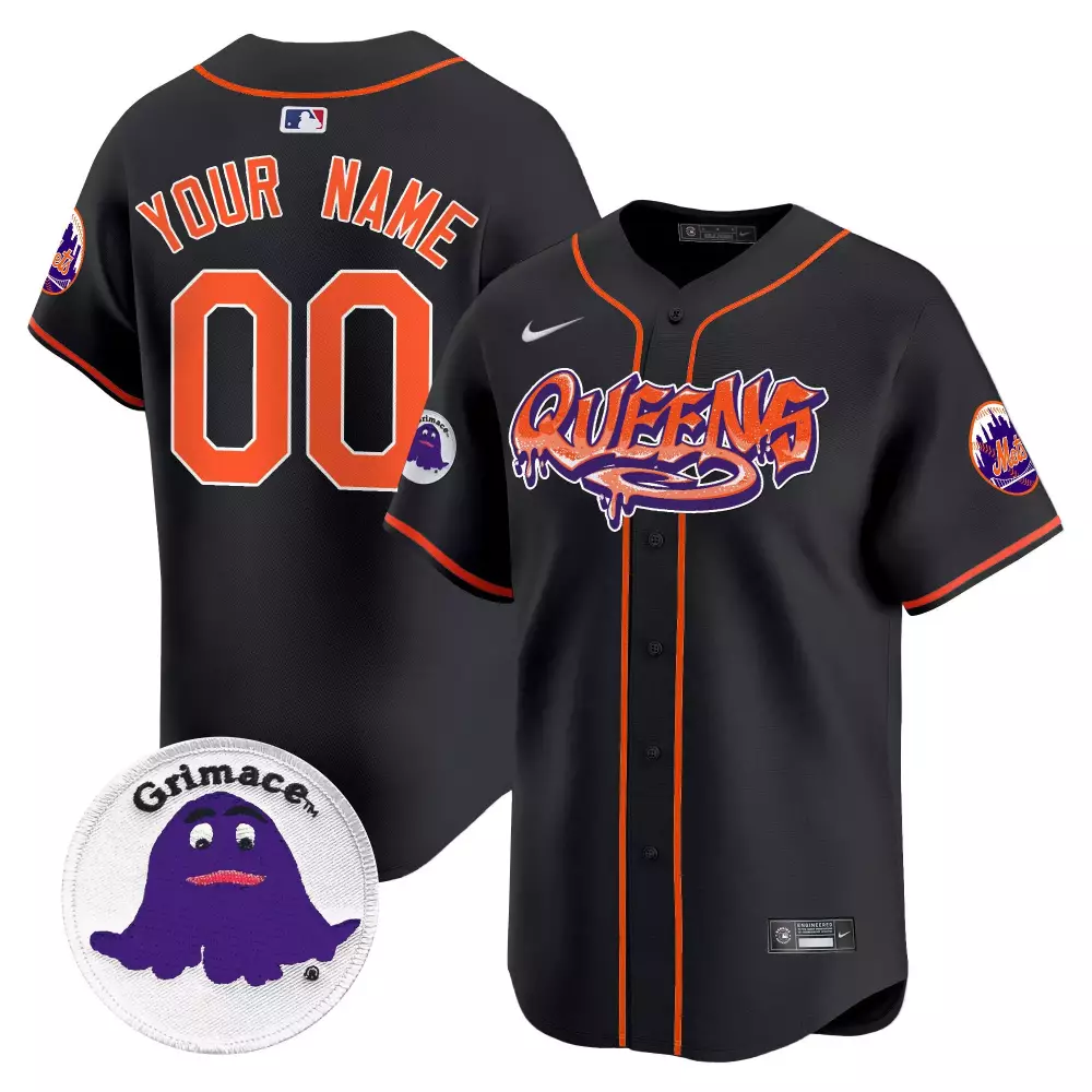 New York Mets Queens Graffiti Vapor Premier Limited Jersey | Black Custom Stitched | Fan Gear for Game Day | For Men, Women & Youth